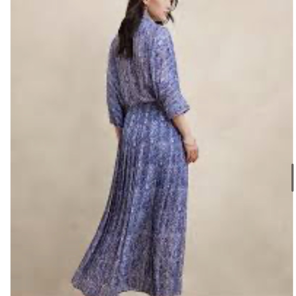 BANANA REPUBLIC Oversized Drapey Shirt & Maxi Skirt.  Blue Geo.  NWT. M/L